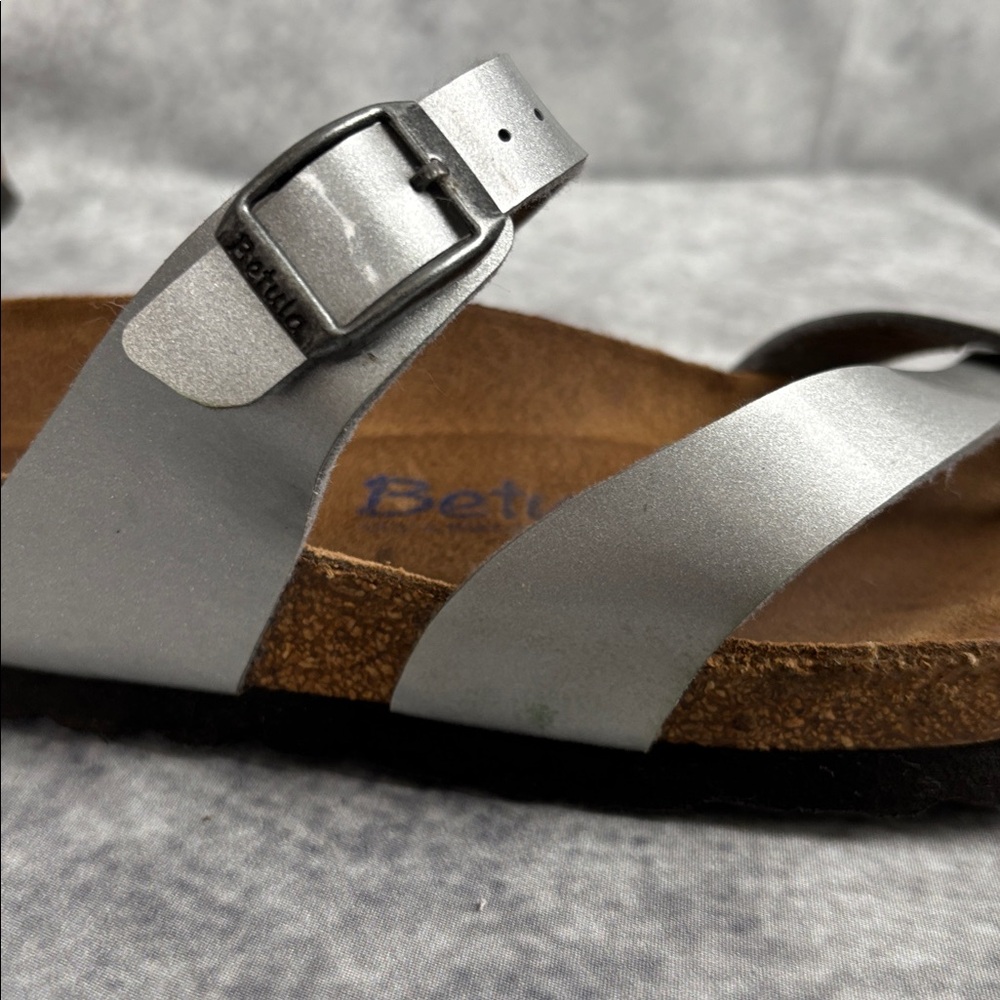 Betula By Birkenstock Mayari Soft Footbed One Toe Sandal Silver Women's Size 7 - Picture 10 of 12